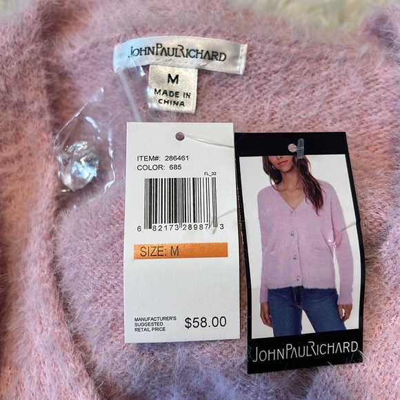 John Paul Richard Fuzzy Button Down Cardigan size medium - Picture 5 of 8